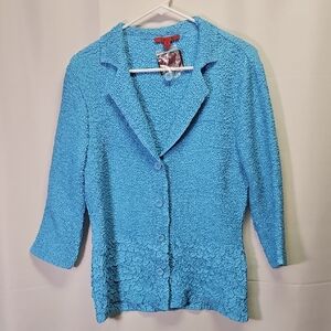 Joni B. Textured Blue Blouse NWT